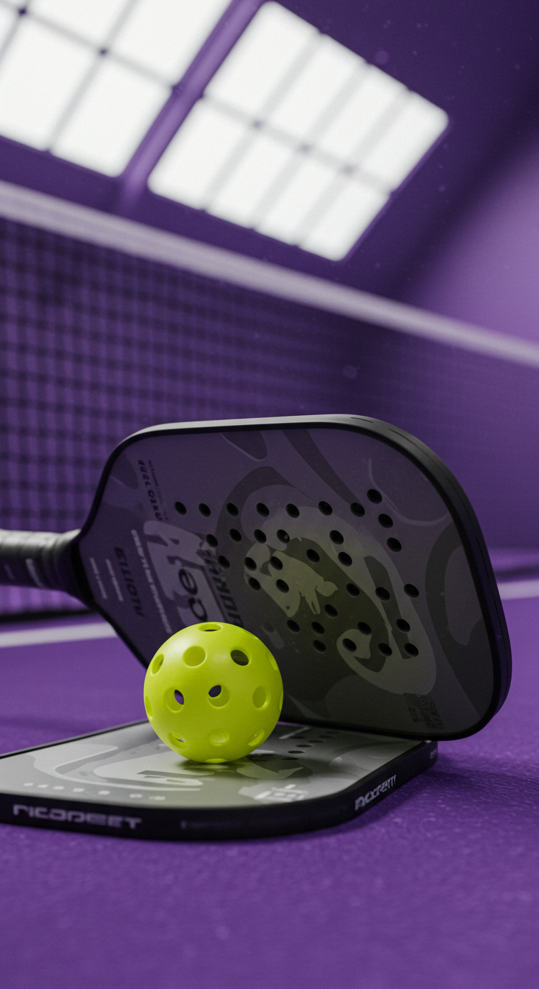 pickleball paddle and pickleball ball